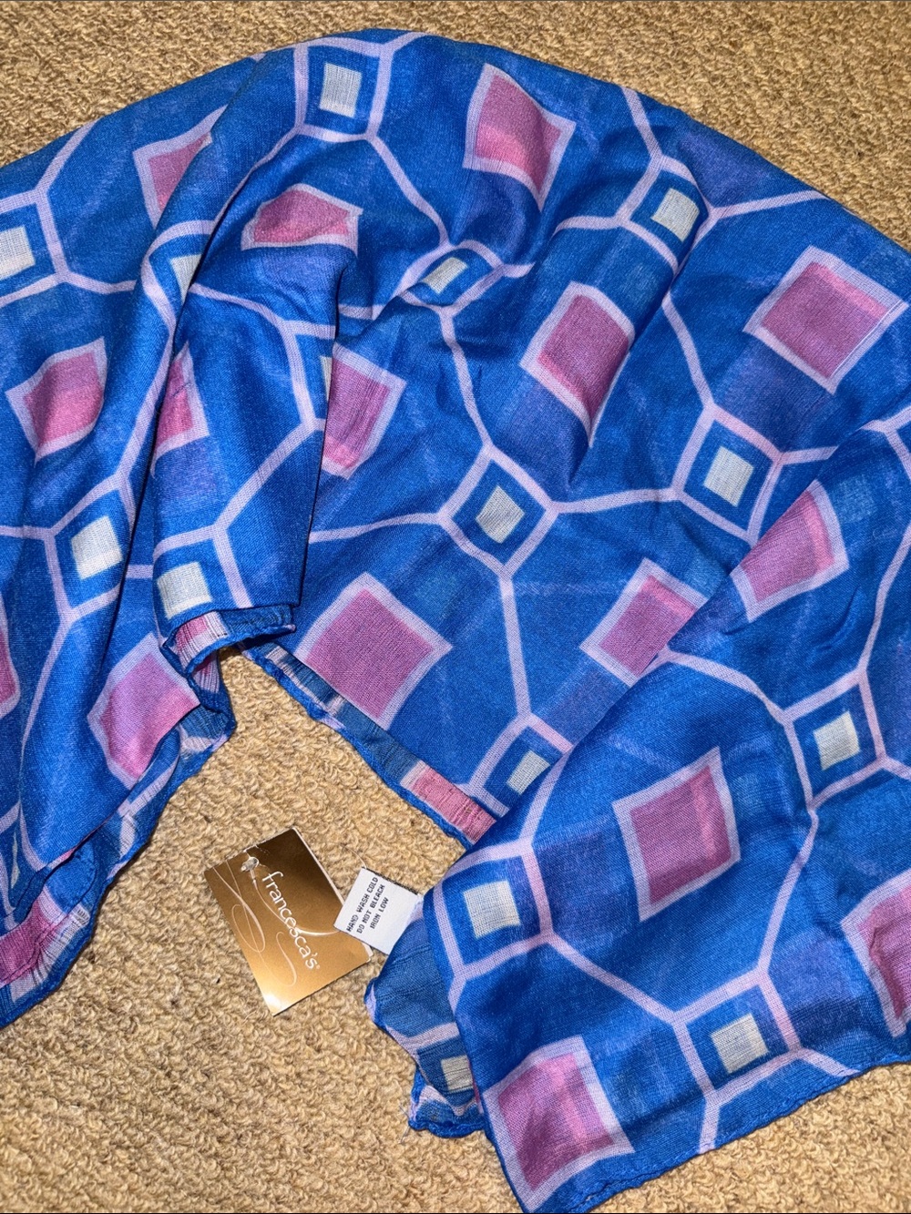 Francesca's Blue and Pink Geometric Scarf
